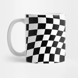 Twisted Black and White Checkered Square Pattern Mug